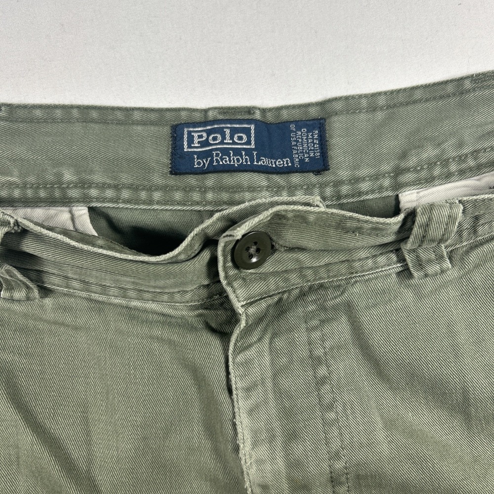 Polo Ralph Lauren Cargo Shorts Mens 36 Green Classic Chino Twill Distressed Hole